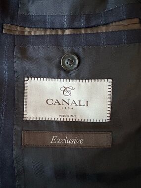 Canali Men's Jacket in Navy with Brown Accents
